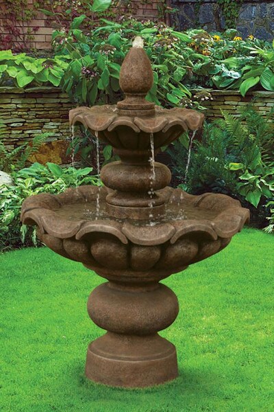 Scallop Globe Two Tier Fountain 67 inches High Heavy Cement finial